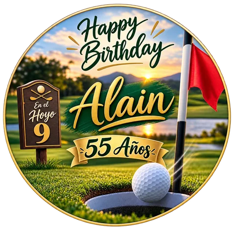 Sticker de cumpleaños adulto de golf