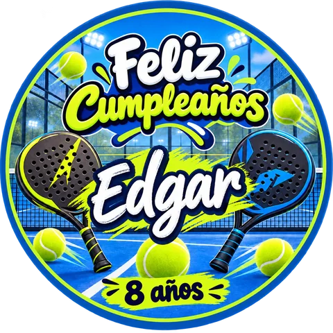 Sticker de cumpleaños infantil de pádel